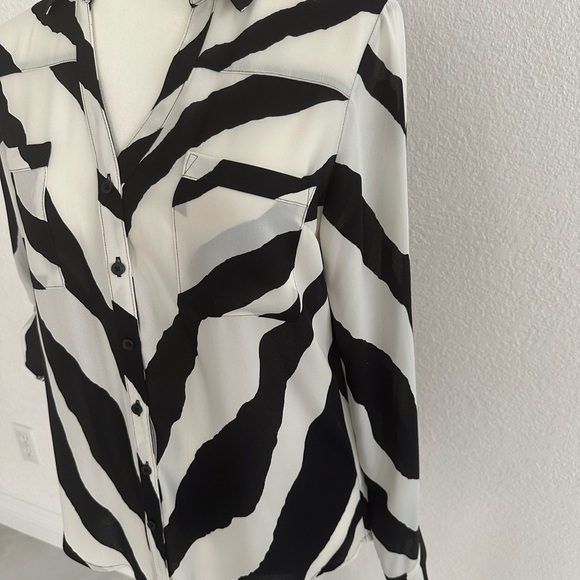 Express Black and White Striped Button Down Shirt - Picture 5 of 6